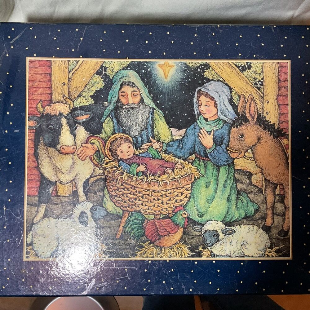 Vintage Nativity Set Away In The Manager Lisa Blowers